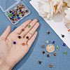 DICOSMETIC 56Pcs 7 Colors Brass Pave Glass Connector Charms FIND-DC0005-15-3