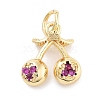 Rack Plating Brass Micro Pave Cubic Zirconia Pendants KK-Z071-85G-02-1