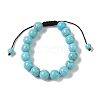 10mm Round Natural Crackle Turquoise  Braided Bead Bracelets BJEW-C067-01C-10-2