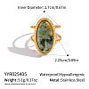 304 Stainless Steel with Natural Gemstone Cuff Open Rings for Women FS3382-6