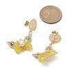 Glass Seed Beads Butterfly Stud Earrings EJEW-MZ00271-02-3