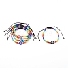 Rainbow Adjustable Nylon Cord Braided Bead Bracelets BJEW-JB06021-1