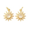 Brass Cubic Zirconia Charms ZIRC-C022-18G-1