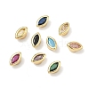 Horse Eye Brass Micro Pave Cubic Zirconia Cabochons KK-P345-13G-C-1