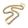 Ion Plating(IP) 304 Stainless Steel Rectangle Pendant Necklace with Curb Chains for Men Women NJEW-P229-18G-2