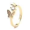 Brass Micro Pave Cubic Zirconia Cuff Ring X-RJEW-F116-20G-3