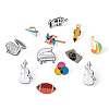 Crafans 11Pcs 11 Style Rugby & Bottle & Piano & Violin & Pencil Enamel Pins JEWB-CF0001-02-3