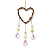 Heart Natural Red Jasper Chips Hanging Ornaments HJEW-G024-01F-2