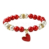 Valentine's Day Natural Dyed Mashan Jade Beaded Stretch Bracelets for Women BJEW-TA00575-2