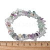 Chips Natural Fluorite Beaded Stretch Bracelets X-BJEW-JB01826-01-3