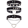 3Pcs 3 Styles Punk-style Imitation Leather Chocker Necklaces NJEW-CL0001-25-1