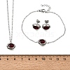 304 Stainless Steel & Cubic Zirconia Stud Earrings & Pendant Necklaces & Link Bracelets Sets SA-CBADCF0-02P-5