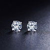 SHEGRACE Rhodium Plated 925 Sterling Silver Four Pronged Ear Studs JE420A-01-2