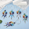  5Pcs 5 Styles Copper Wire Wrapped Natural & Synthetic Gemstone Chip Keychain KEYC-TA0001-21-5