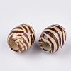 Printed Natural Wood Large Hole Beads WOOD-R251-01C-LF-2