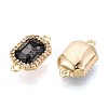 Brass Micro Pave Clear Cubic Zirconia and Glass Connector Charms X-KK-N287-28G-2