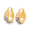 U-Shaped Brass & Glass Chips Hoop Earrings for Women EJEW-G391-03G-2