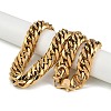 Ion Plating(IP) Non-Tarnish 304 Stainless Steel Cuban Link Chain Necklaces NJEW-P288-19G-1