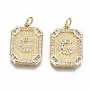 Brass Micro Pave Clear Cubic Zirconia Pendants KK-S356-234G-G-NF-1