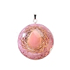 Natrual Rose Quartz Resin Pendants PW-WGF00B1-01-5