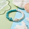 8mm Round Two Tone Synthetic Turquoise Beaded Stretch Bracelets BJEW-JB10659-2