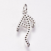 Brass Micro Pave Cubic Zirconia Letter Pendants ZIRC-A010-A02-2