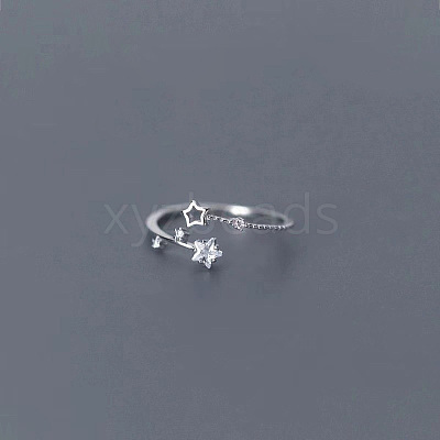 Alloy with Crystal Rhinestone Cuff Open Rings for Women FS-WG2A069-01-1