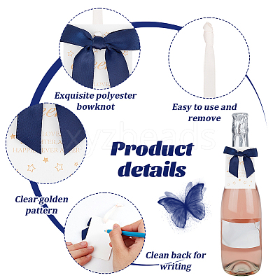 30Pcs Polyester Bowknot & Paper Card Pendant Decoration HJEW-OC00028-03-1
