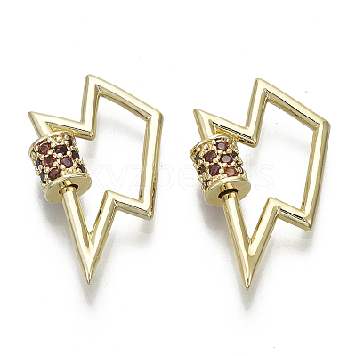Brass Micro Pave Cubic Zirconia Screw Carabiner Lock Charms KK-R136-067D-NF-1