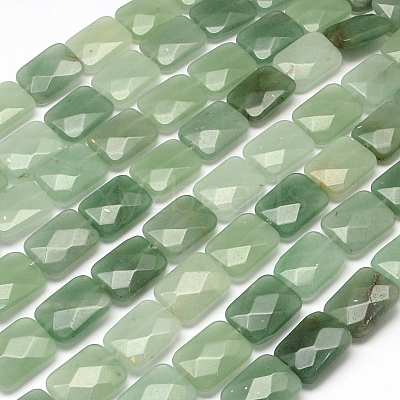 Faceted Rectangle Green Aventurine Beads Strands X-G-R304-12-1
