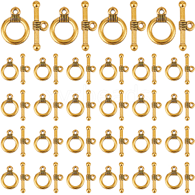 120Pcs Tibetan Style Alloy Toggle Clasps FIND-SP0001-21AG-1