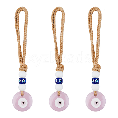 3Pcs Handmade Lampwork Evil Eye Pendants Decorations HJEW-DC0001-11-1