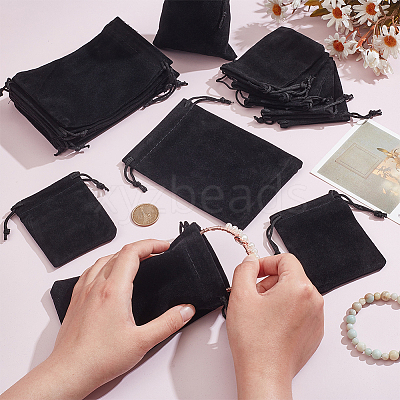 20Pcs 2 Styles Rectangle Velvet Drawstring Pouches TP-NB0001-73-1