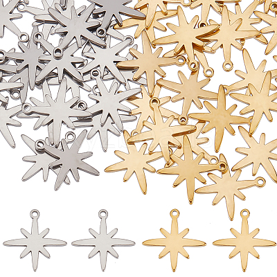 60Pcs 2 Colors 304 Stainless Steel Pendants STAS-SC0008-62-1