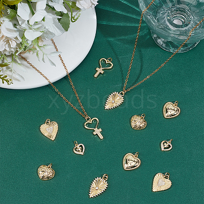 12Pcs 6 Styles Brass Pendants KK-ME0004-68-1