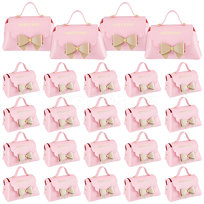 40 Bags Bowknot Handbag Shaped PU Leather Candy Gift Tote Boxes CON-WA0001-26-1