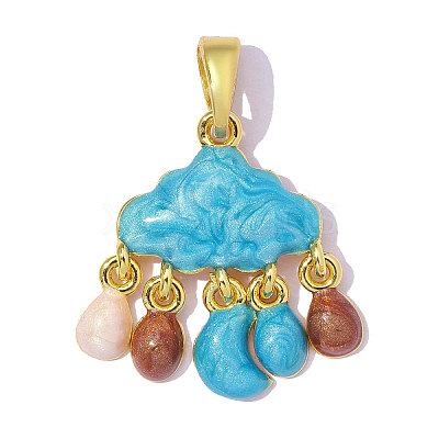 Brass with Enamel Pendants KK-OY001-40G-1
