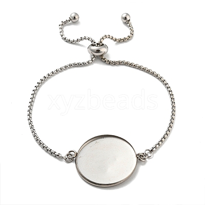 Non-Tarnish 304 Stainless Steel Round Cabochon Setting Bracelets DIY-Z026-01D-1
