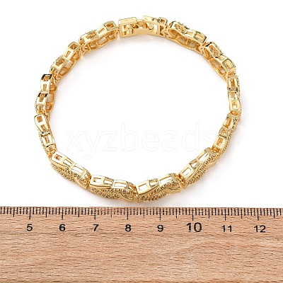 Brass Micro Pave Clear Cubic Zirconia Link Chain Bracelets for Women BJEW-F530-06G-1