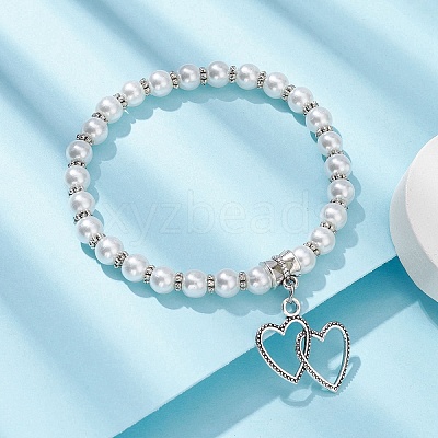 Glass Pearl Beaded Stretch Bracelets BJEW-JB09696-1