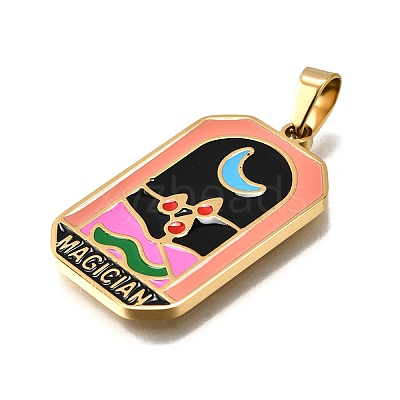 Tarot 304 Stainless Steel Enamel Pendants STAS-M119-09E-G-1
