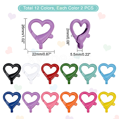 24Pcs 12 Colors Spray Painted Eco-Friendly Alloy Lobster Claw Clasps FIND-PH0003-34-1