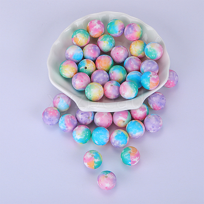 Printed Round Silicone Focal Beads SI-JX0056A-31-1