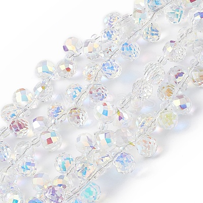 Transparent Electroplate Glass Beads Strands EGLA-F152A-AB02-1