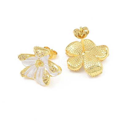 Brass Micro Pave Cubic Zirconia Stud Earring Findings CU-CBAA5EE-04G-04-1