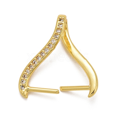 Rack Plating Brass Micro Pave Cubic Zirconia Ice Pick Pinch Bails KK-B056-01G-1