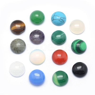 Natural & Synthetic Mixed Gemstone Cabochons G-P393-R-6mm-1