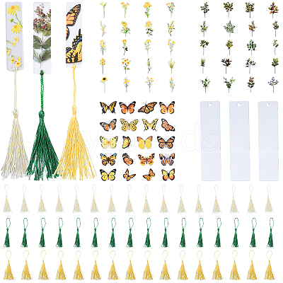 DIY Acrylic Blank Rectangle with Polyester Tassel Bookmark Making Kits DIY-YW0010-86A-1