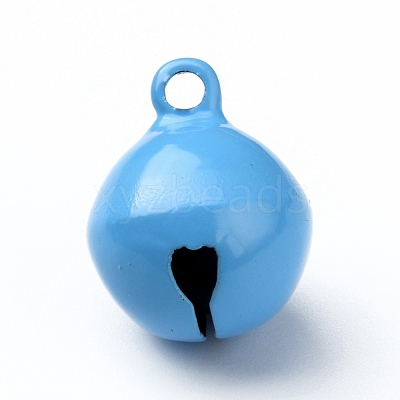 Baking Paint Brass Bell Pendants KK-WH0044-35F-1