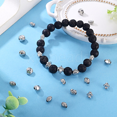 24Pcs 12 Styles Hammered 304 Stainless Steel Beads STAS-TA0006-52-1
